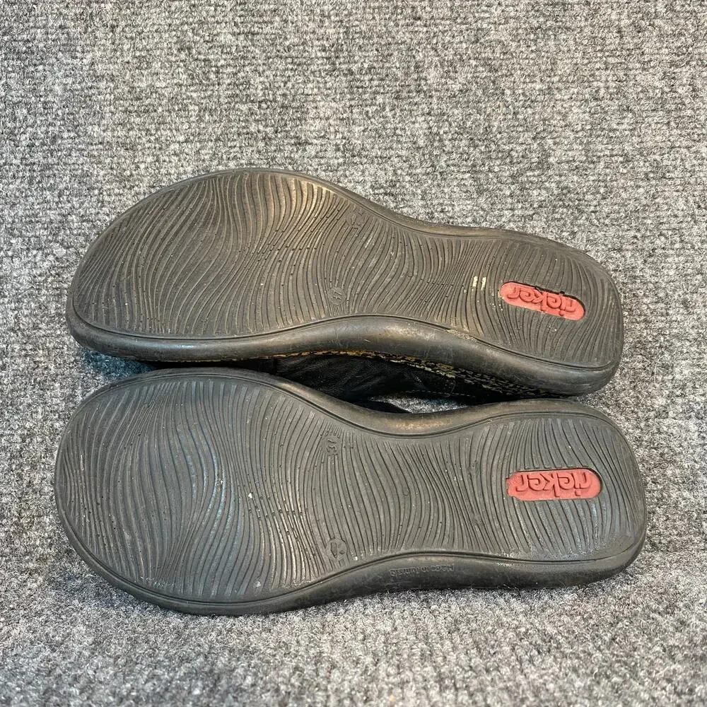 Rieker 46391 Black Leather Slip On Comfort Clogs Adjustable Strap Womens 7.5
